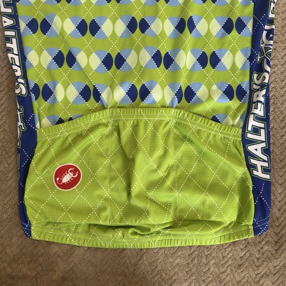 Mens Castelli Green Blue Cycling Jersey Full ZIp Bicycle Halters Cycles Large - Picture 5 of 7